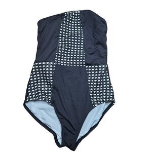 Cole Of California Strapless Black White One-Piece Swimsuit Geometric Pattern 6